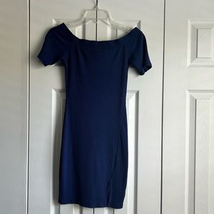 Navy Blue off the Shoulder Dress